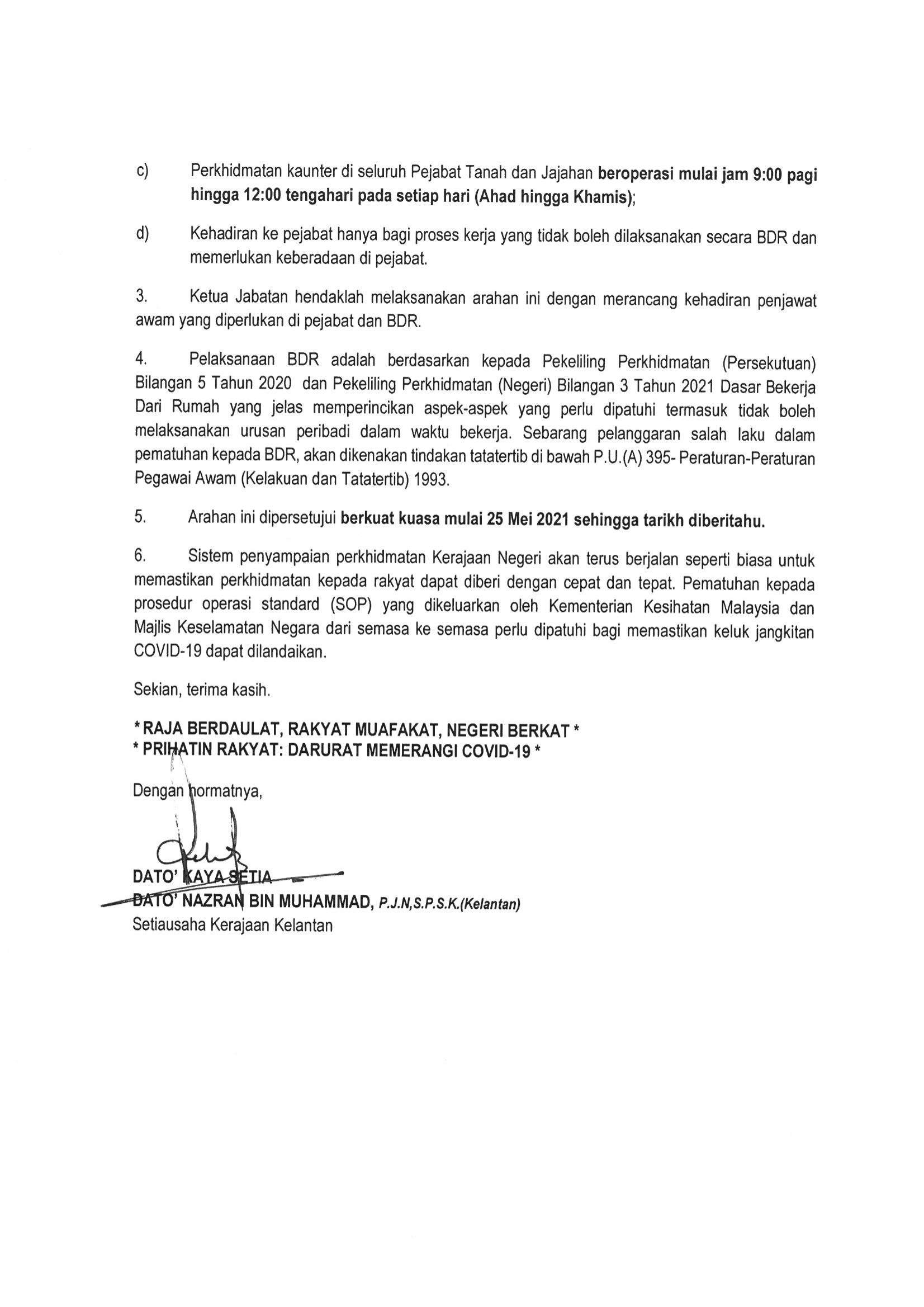 Pejabat Tanah Dan Jajahan Bachok Arahan Pentadbiran Bil 7 Tahun 2021 Baru